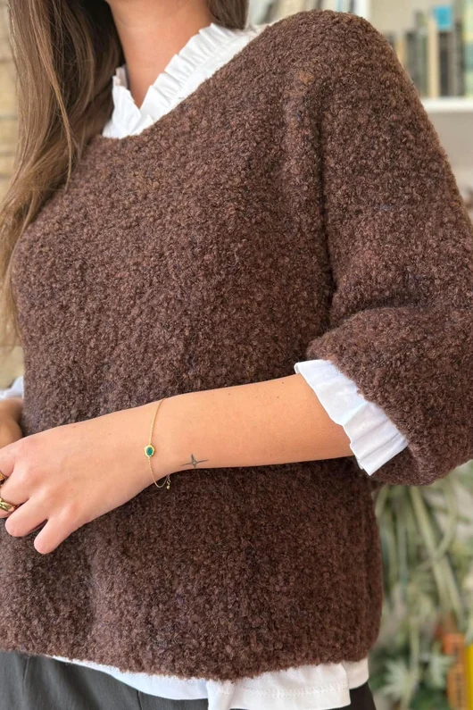 Lola Boucle Slouch Knit Conker
